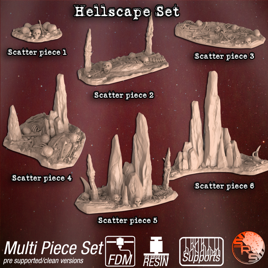 Hellscape Terrain Set – Resin 3D Printed Scenery for Tabletop Gaming & Dioramas