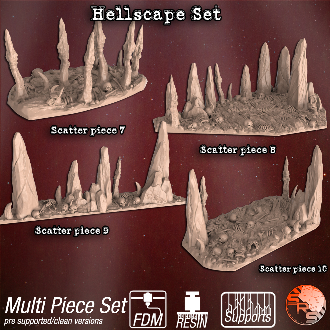 Hellscape Terrain Set – Resin 3D Printed Scenery for Tabletop Gaming & Dioramas