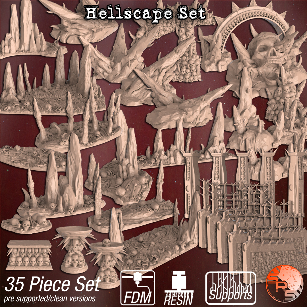 Hellscape Terrain Set – Resin 3D Printed Scenery for Tabletop Gaming & Dioramas
