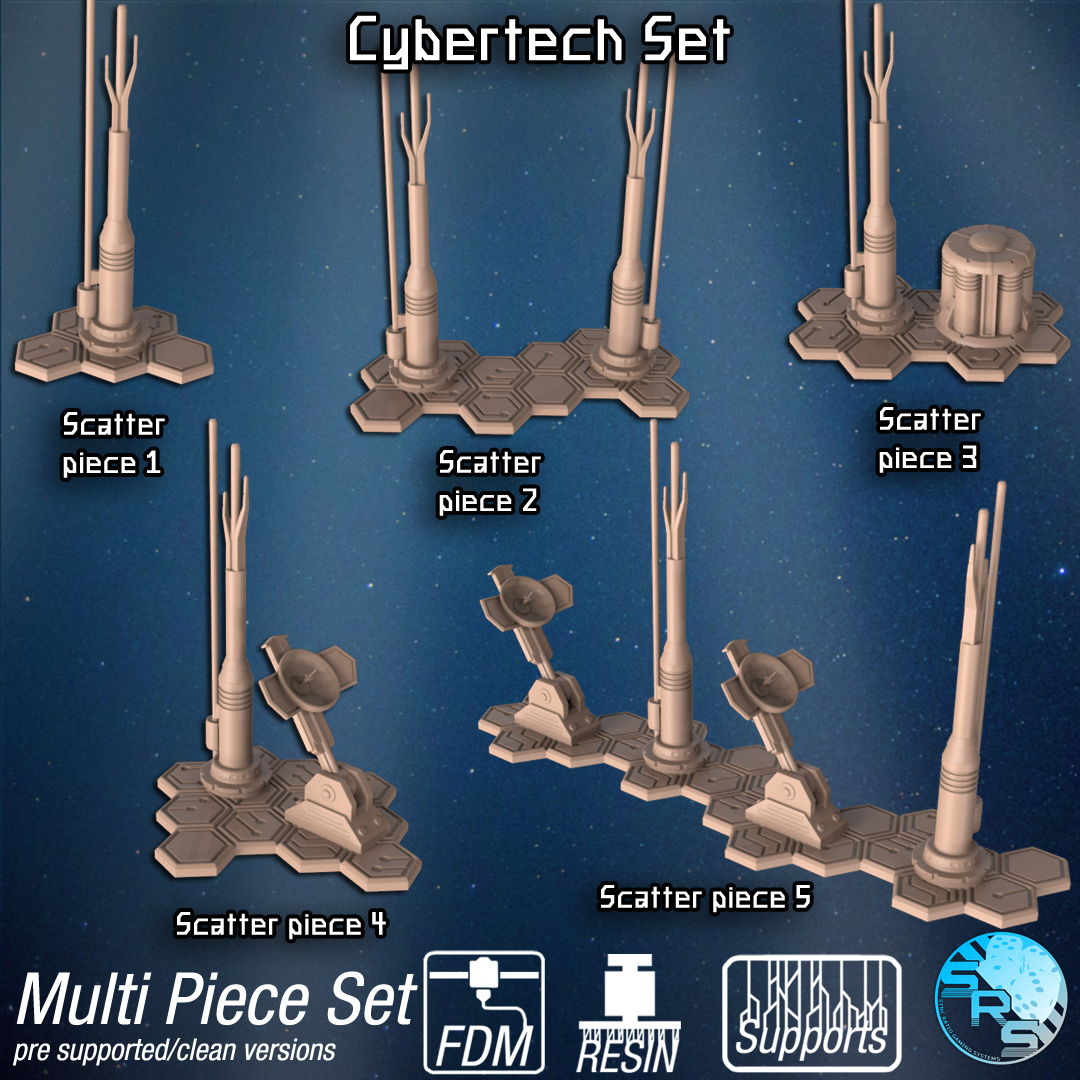Cybertech Terrain Set – Resin 3D Printed Scenery for Tabletop Gaming & Dioramas