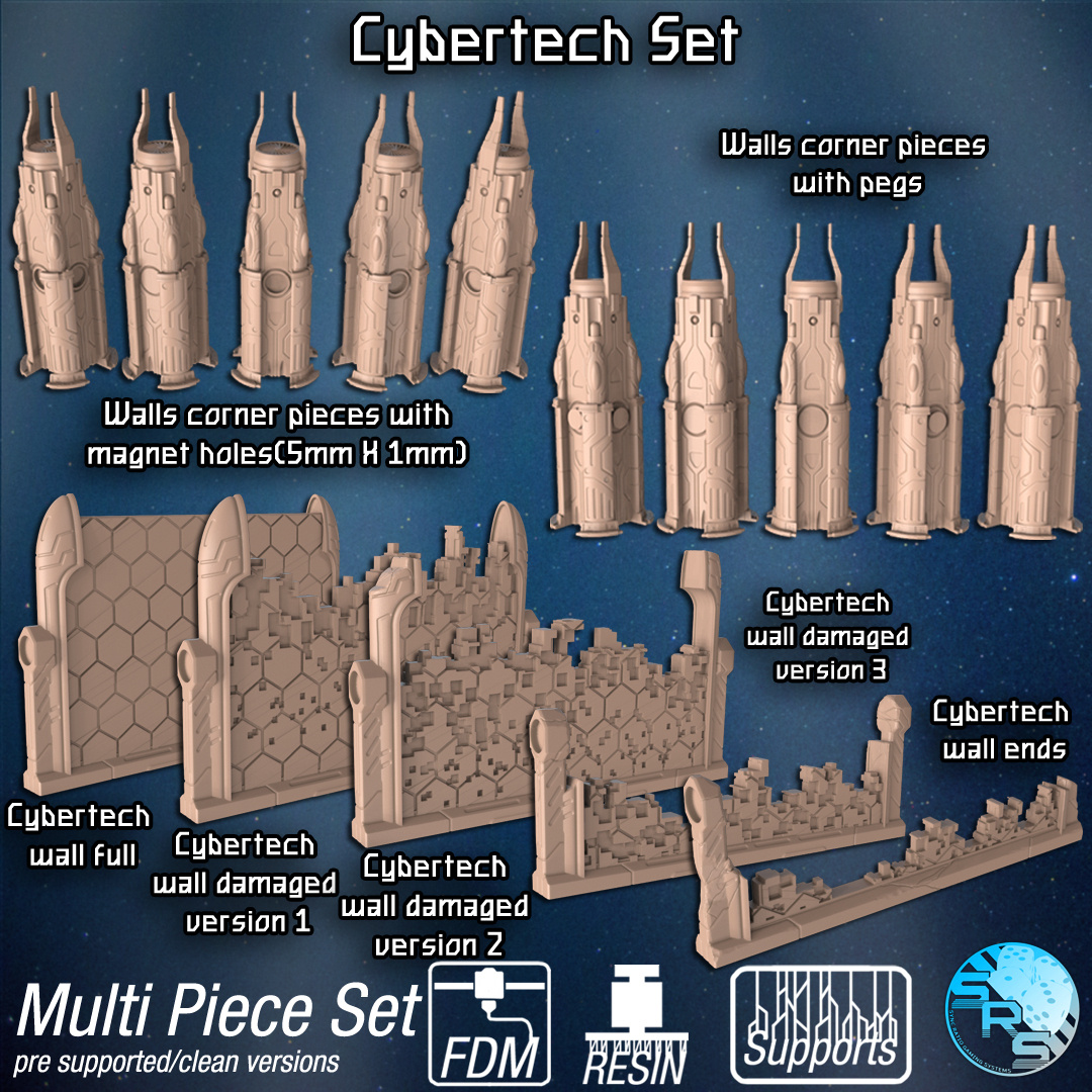 Cybertech Terrain Set – Resin 3D Printed Scenery for Tabletop Gaming & Dioramas