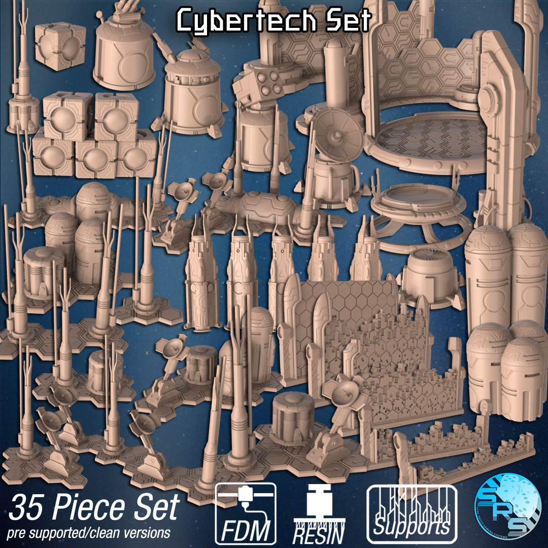 Cybertech Terrain Set – Resin 3D Printed Scenery for Tabletop Gaming & Dioramas