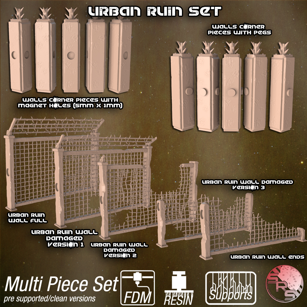 Urban Ruin Terrain Set – Resin 3D Printed Scenery for Tabletop Gaming & Dioramas