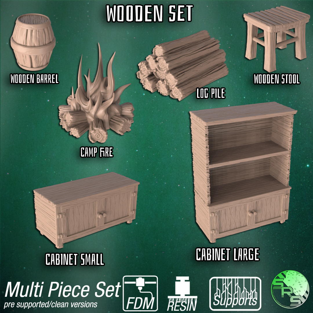 Wooden Scatter Terrain Set – Resin 3D Printed Scenery for Tabletop Gaming & Dioramas