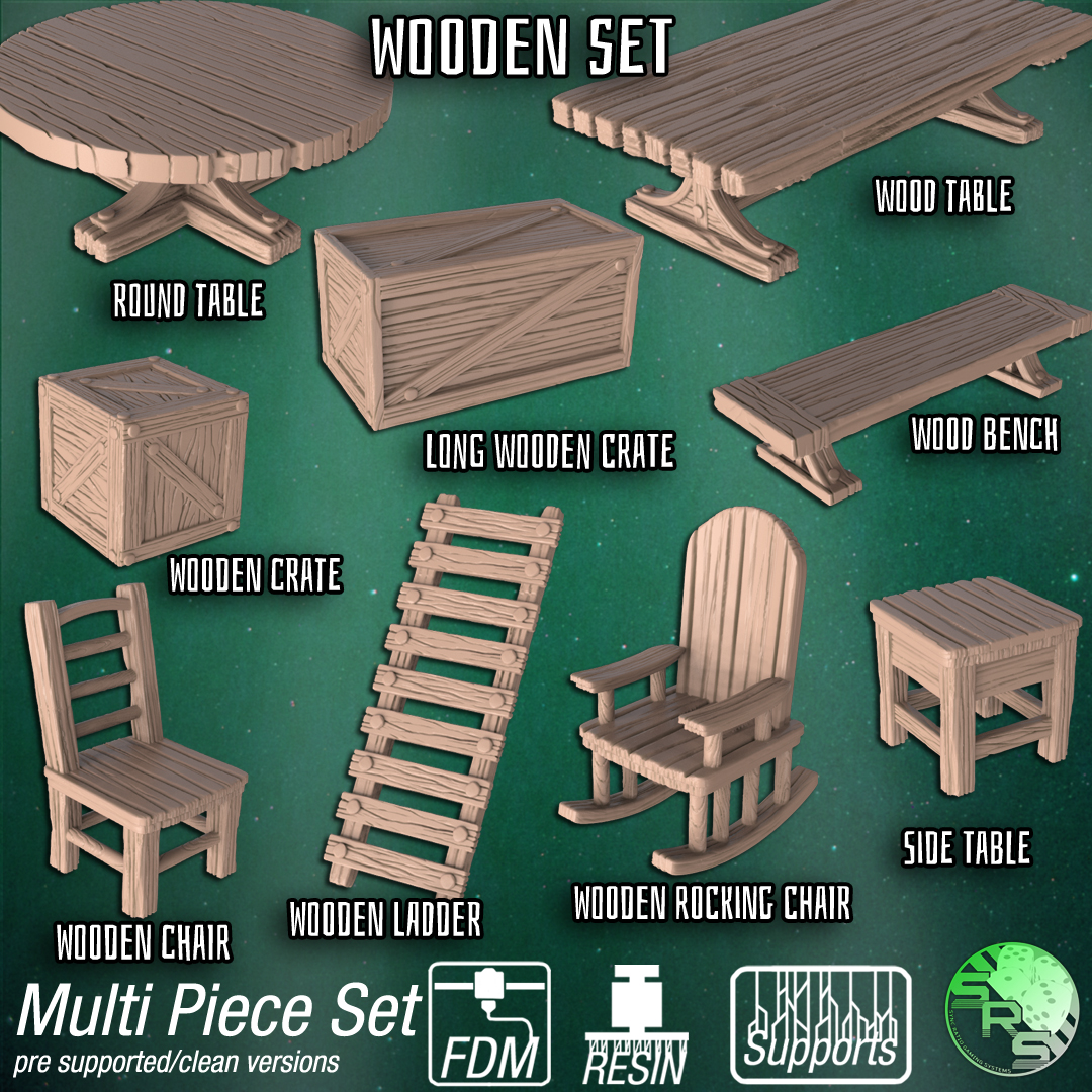 Wooden Scatter Terrain Set – Resin 3D Printed Scenery for Tabletop Gaming & Dioramas