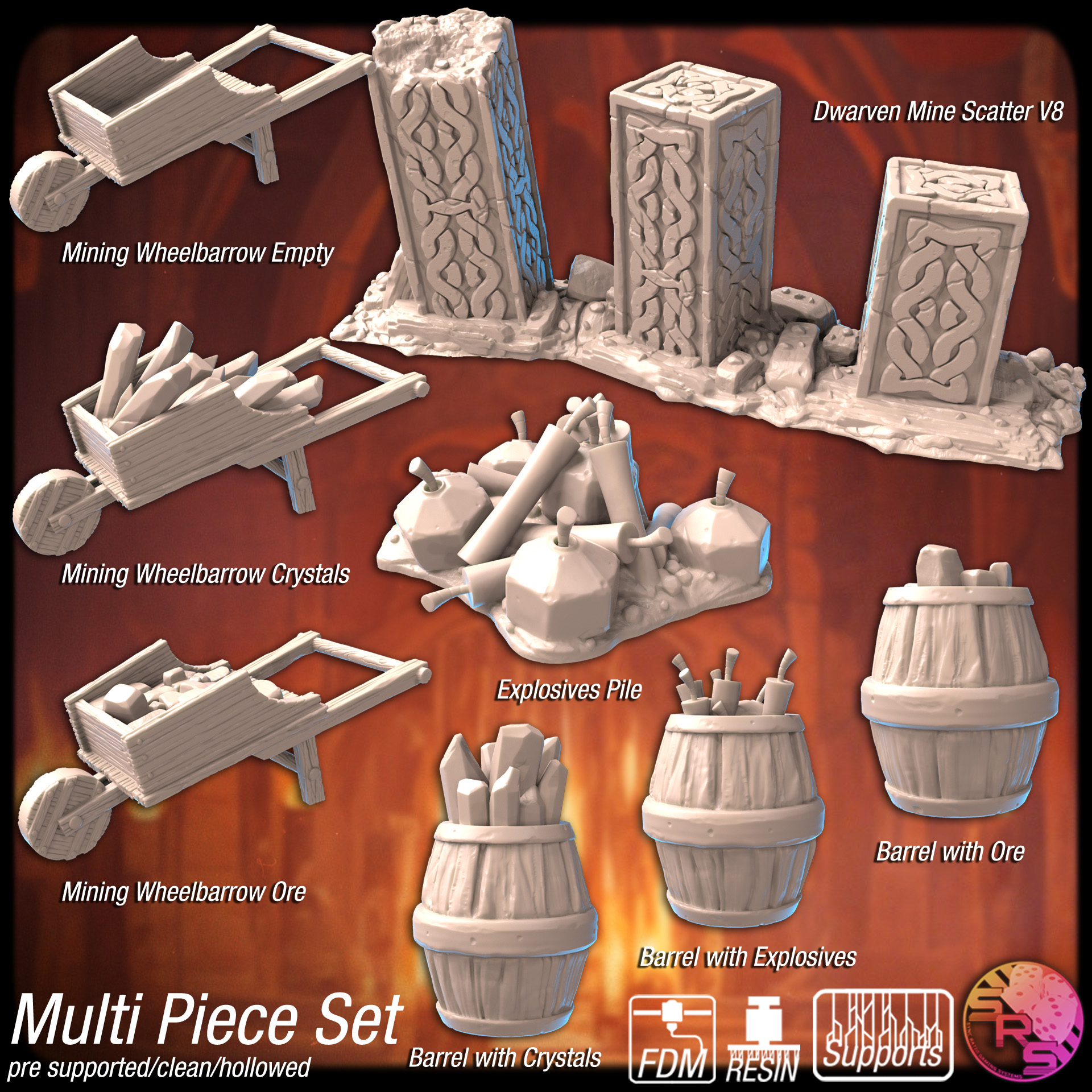 Dwarven Mine Terrain Set – Resin 3D Printed Scenery for Tabletop Gaming & Dioramas