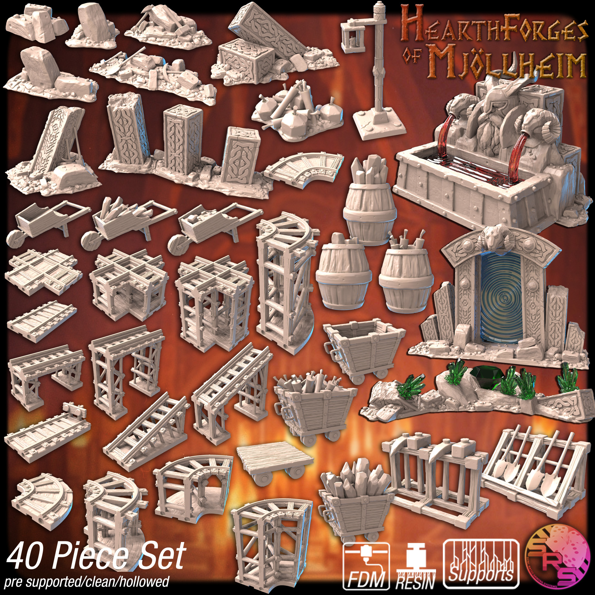 Dwarven Mine Terrain Set – Resin 3D Printed Scenery for Tabletop Gaming & Dioramas
