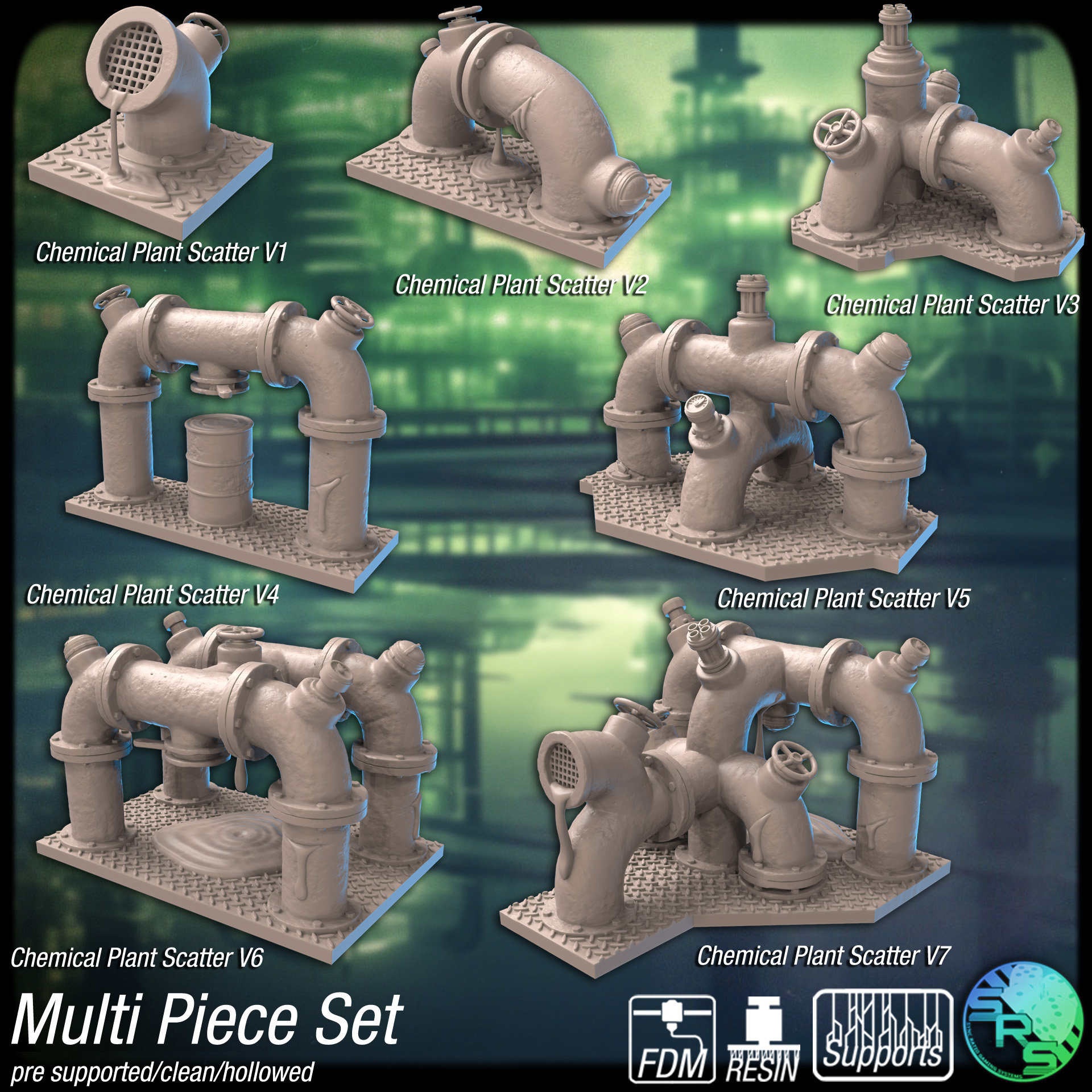 Chemical Plant Terrain Set – Resin 3D Printed Scenery for Tabletop Gaming & Dioramas