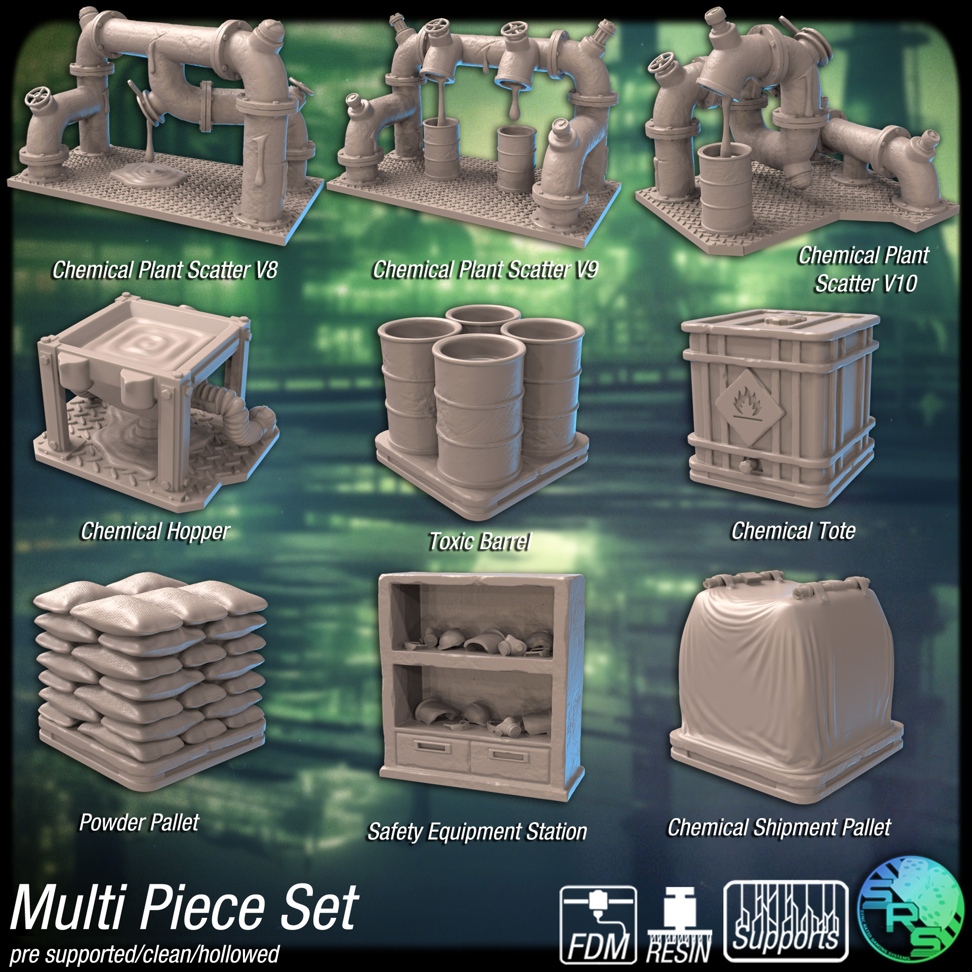 Chemical Plant Terrain Set – Resin 3D Printed Scenery for Tabletop Gaming & Dioramas