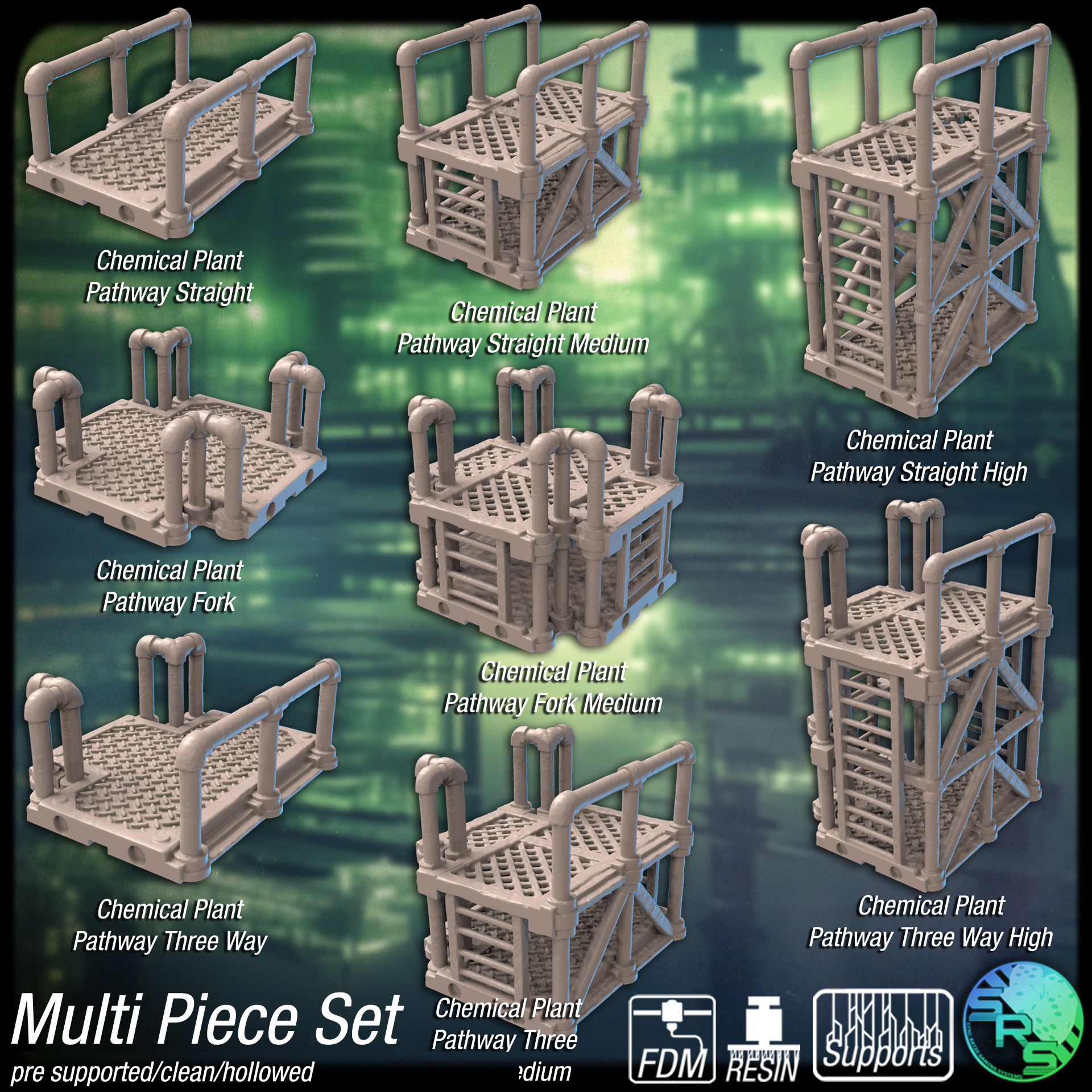 Chemical Plant Terrain Set – Resin 3D Printed Scenery for Tabletop Gaming & Dioramas