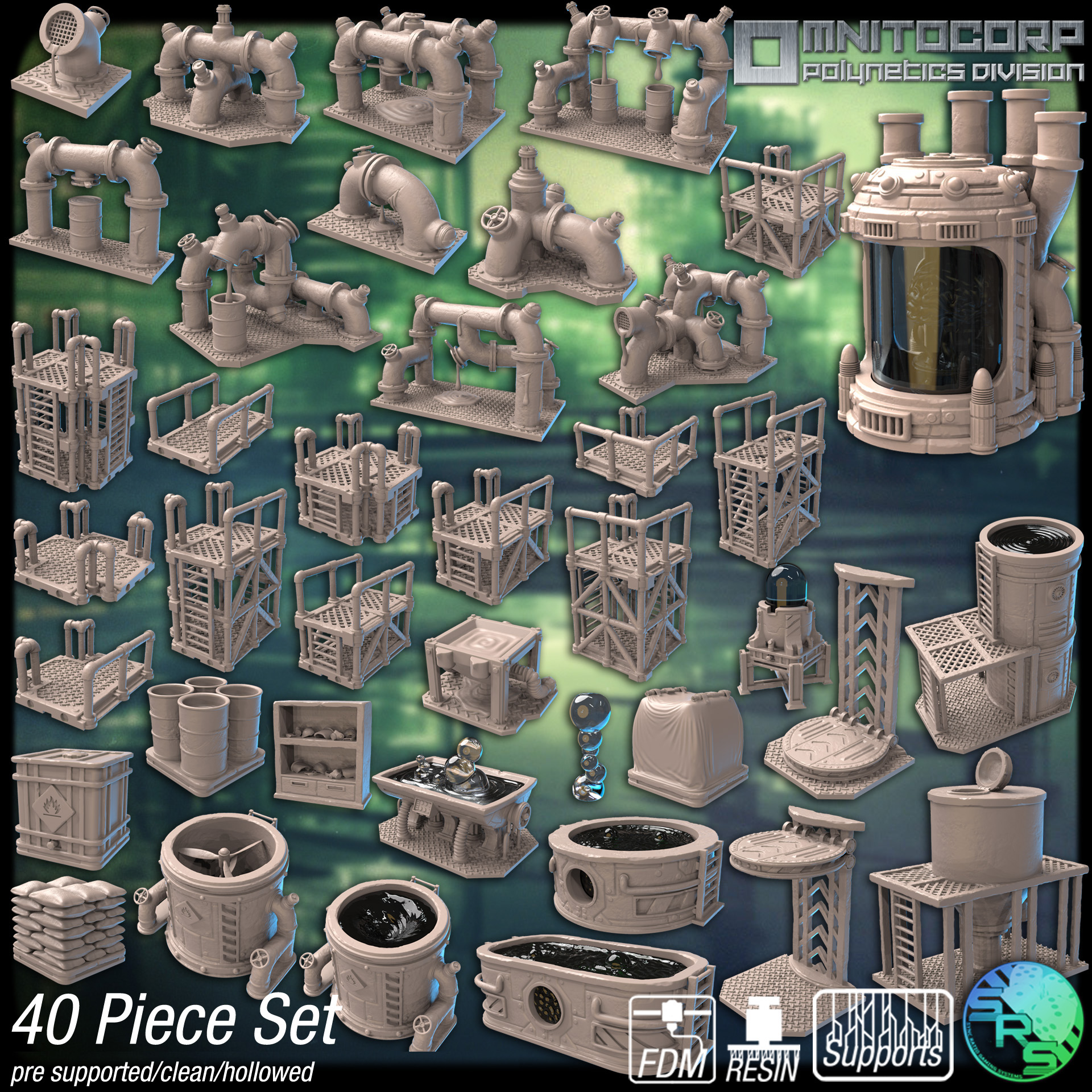 Chemical Plant Terrain Set – Resin 3D Printed Scenery for Tabletop Gaming & Dioramas