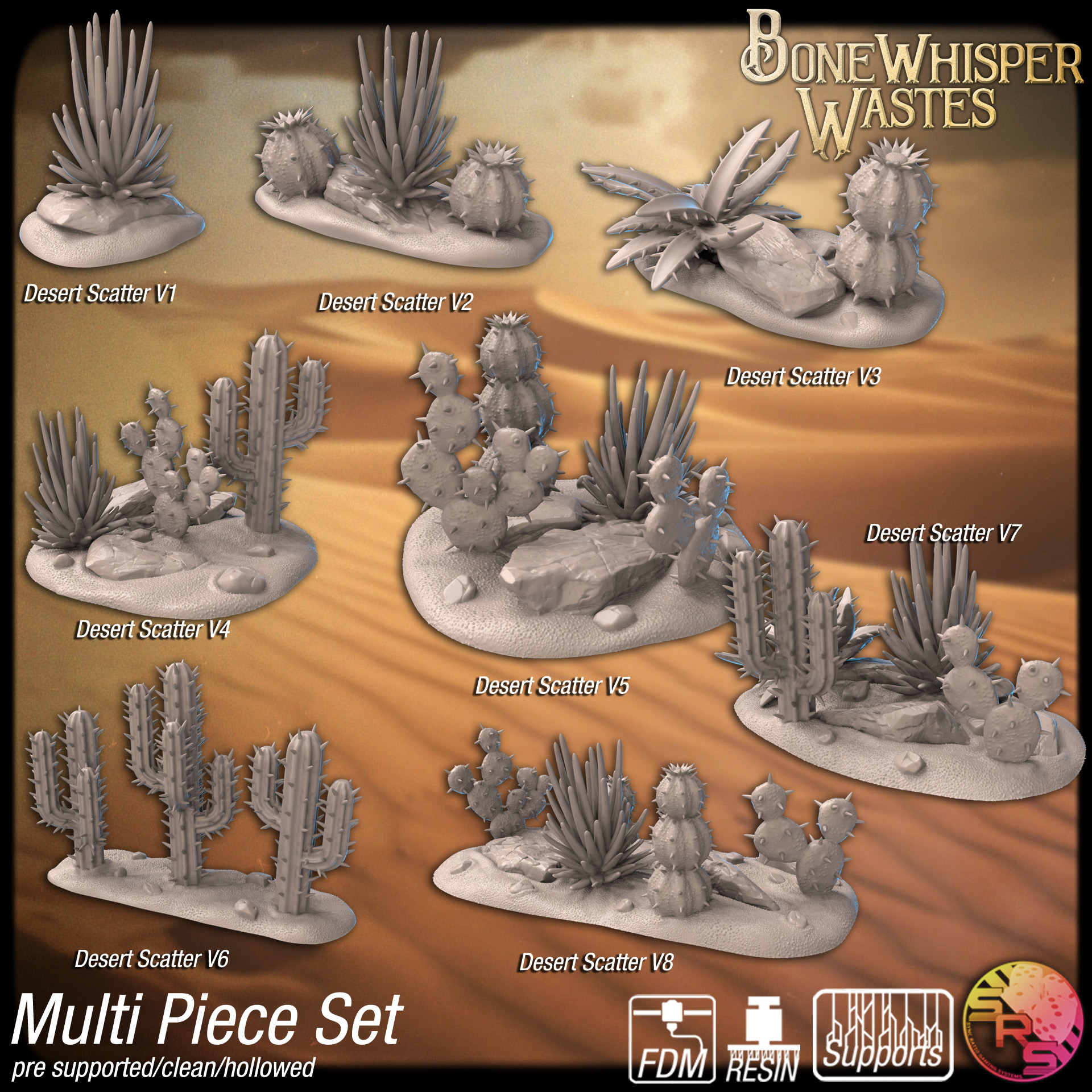 Desert Terrain Set – Resin 3D Printed Scenery for Tabletop Gaming & Dioramas
