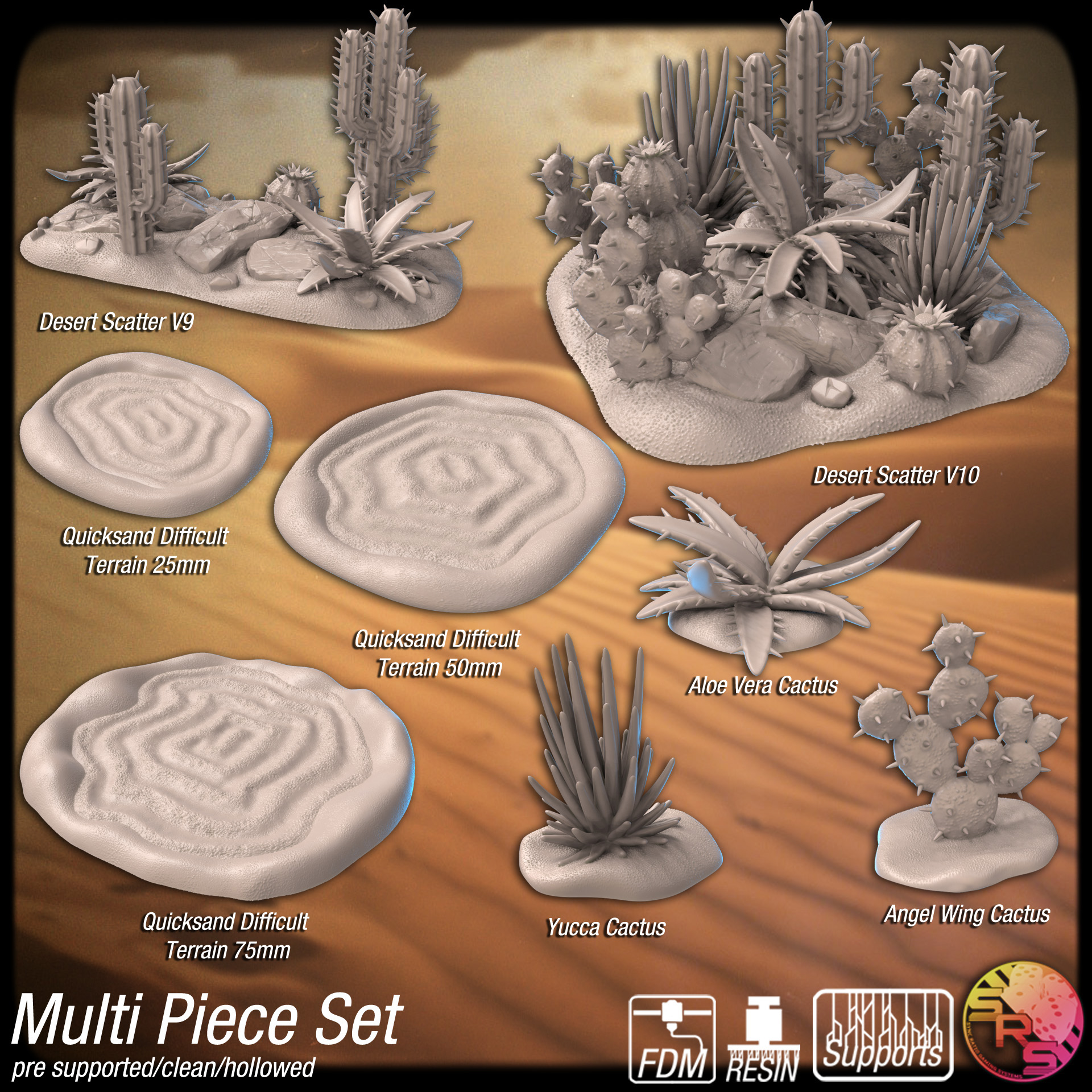 Desert Terrain Set – Resin 3D Printed Scenery for Tabletop Gaming & Dioramas