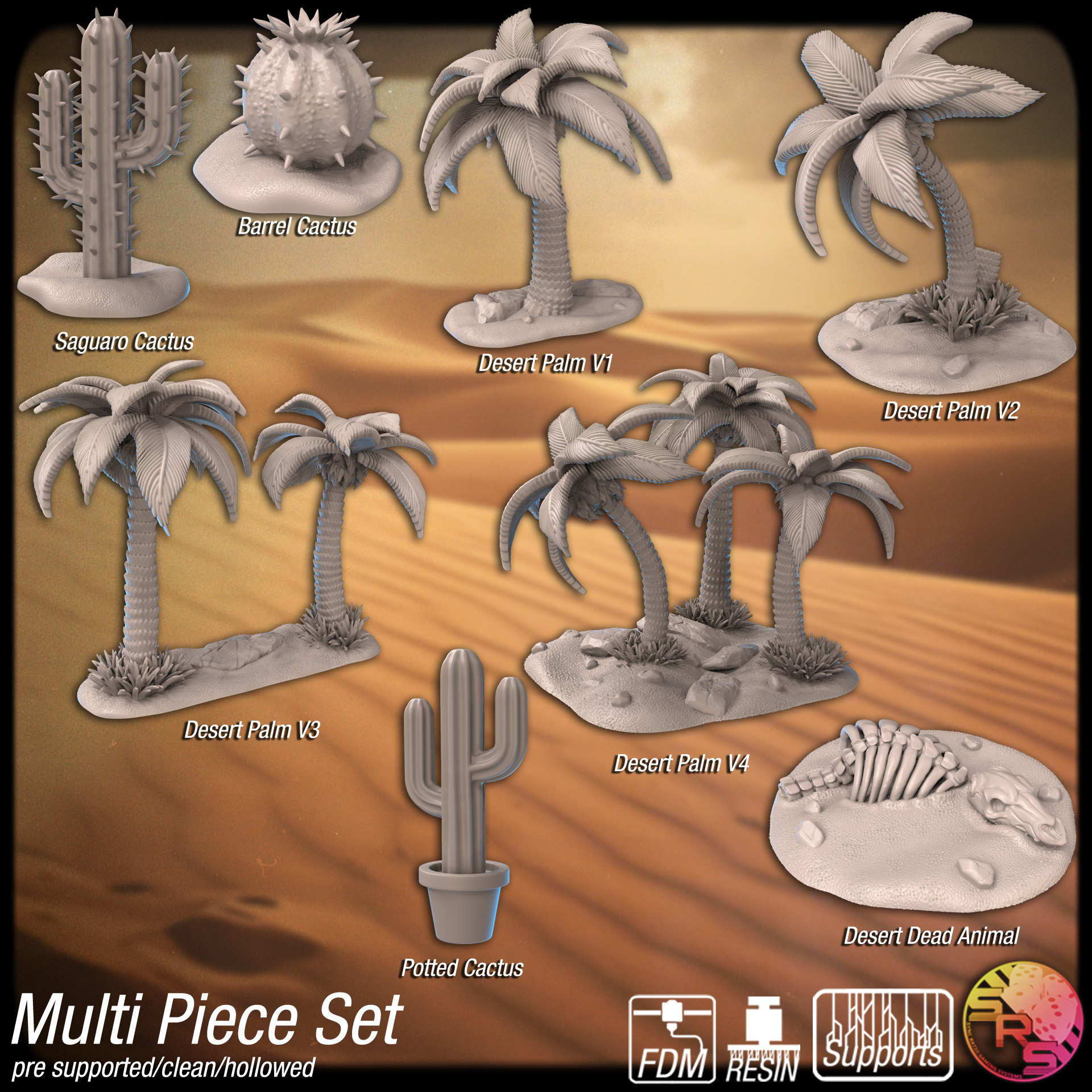 Desert Terrain Set – Resin 3D Printed Scenery for Tabletop Gaming & Dioramas
