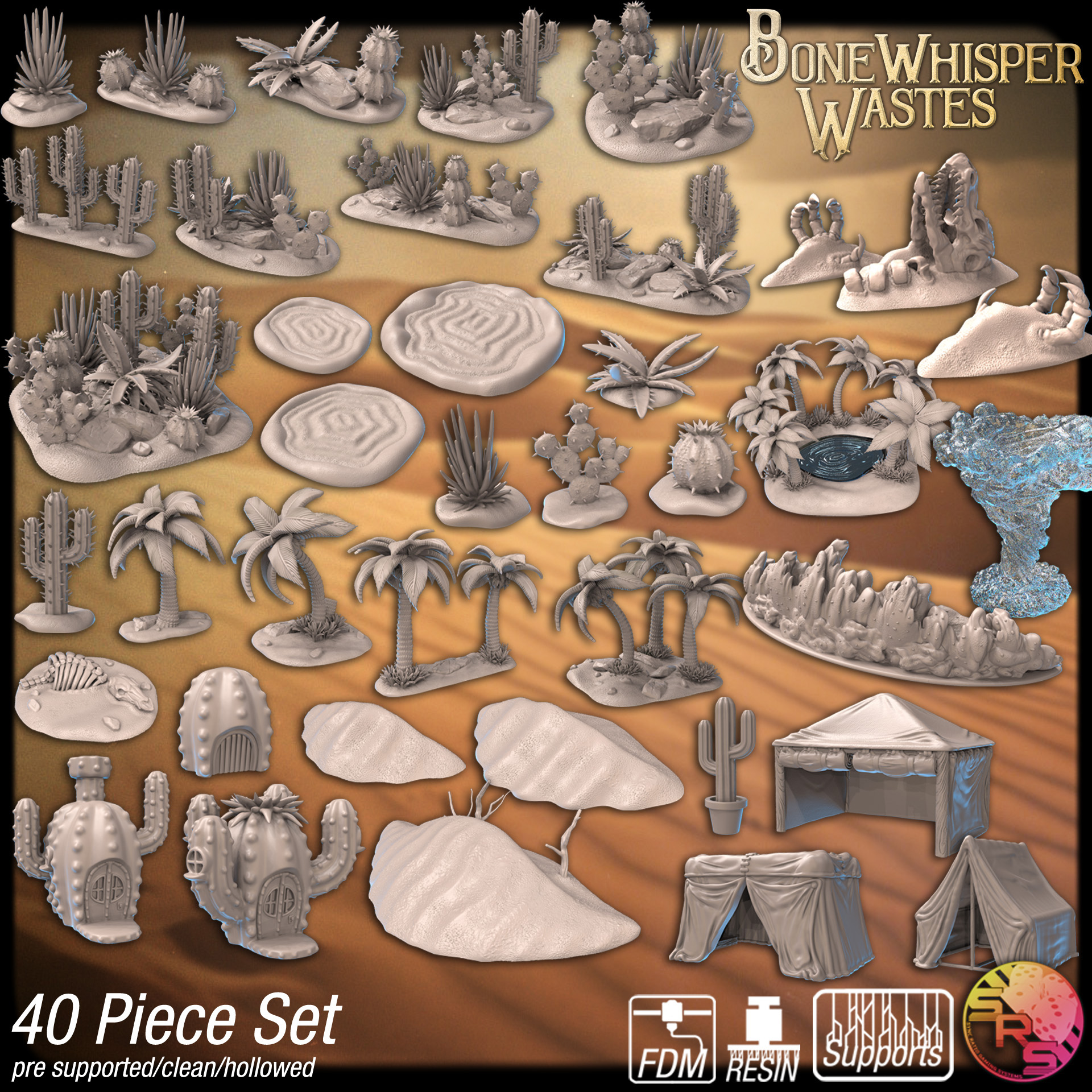 Desert Terrain Set – Resin 3D Printed Scenery for Tabletop Gaming & Dioramas