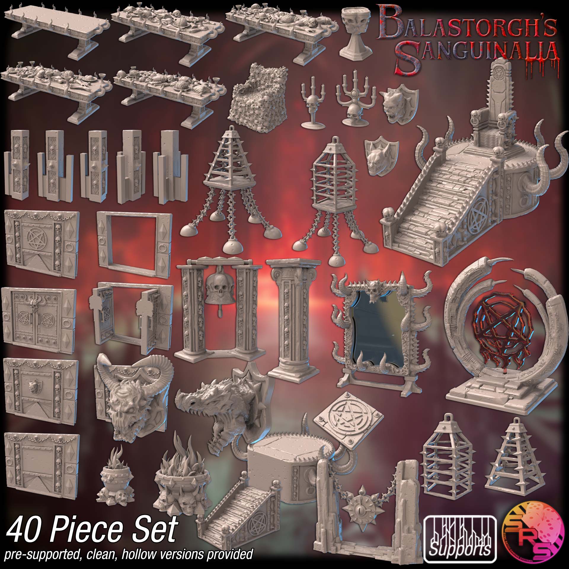 Demon Banquet Terrain Set – Resin 3D Printed Scenery for Tabletop Gaming & Dioramas