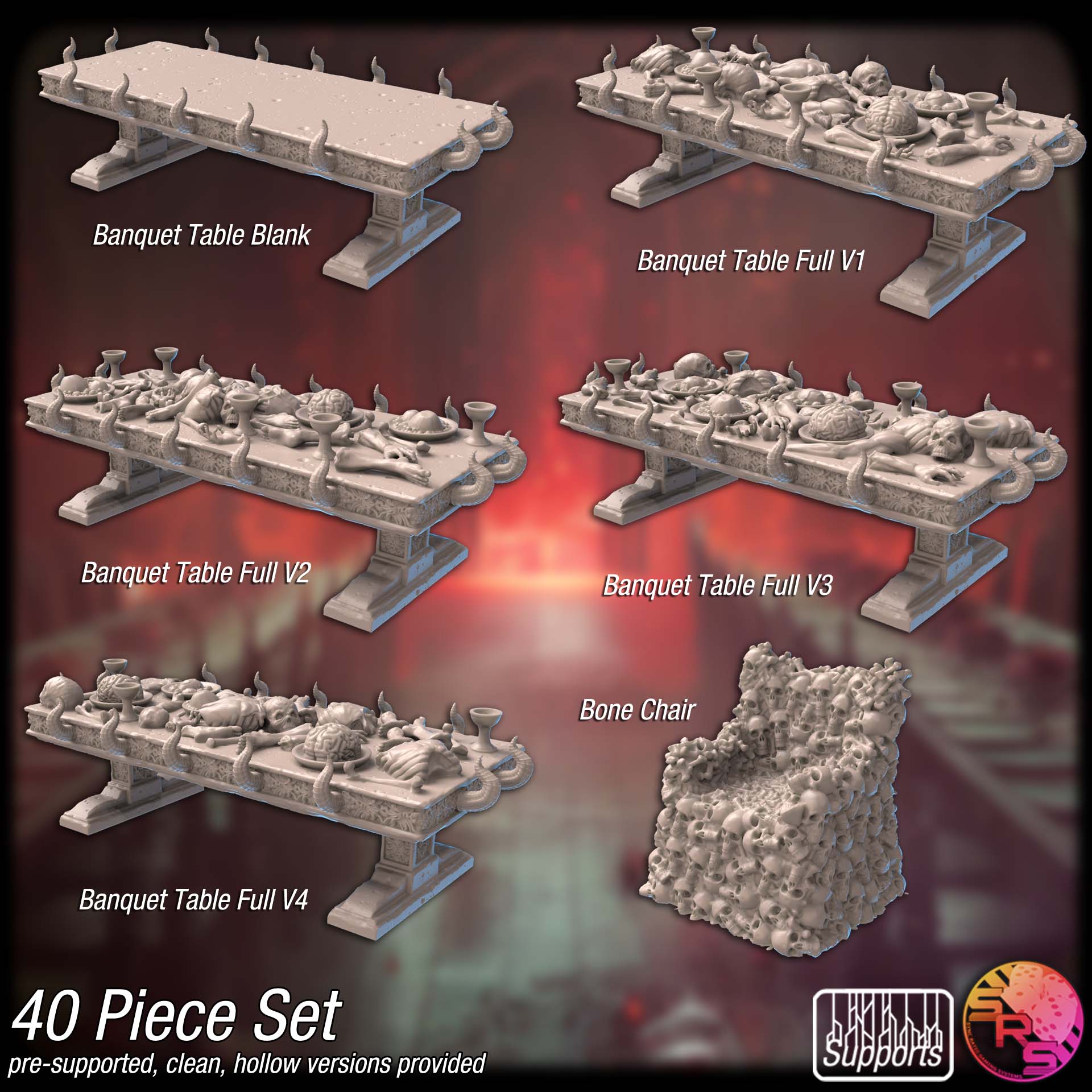 Demon Banquet Terrain Set – Resin 3D Printed Scenery for Tabletop Gaming & Dioramas