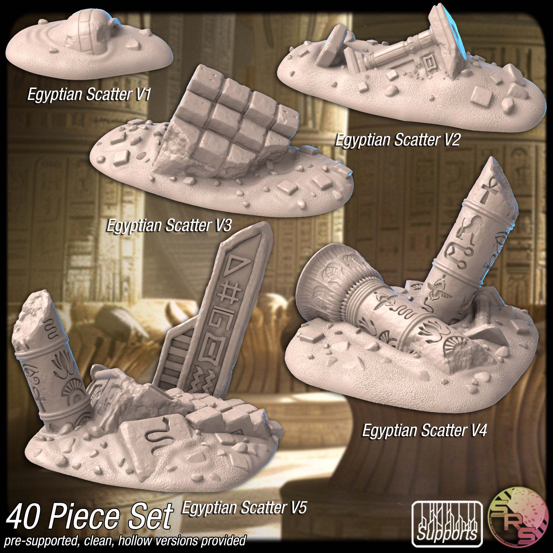 Egyptian Terrain Set – Resin 3D Printed Scenery for Tabletop Gaming & Dioramas