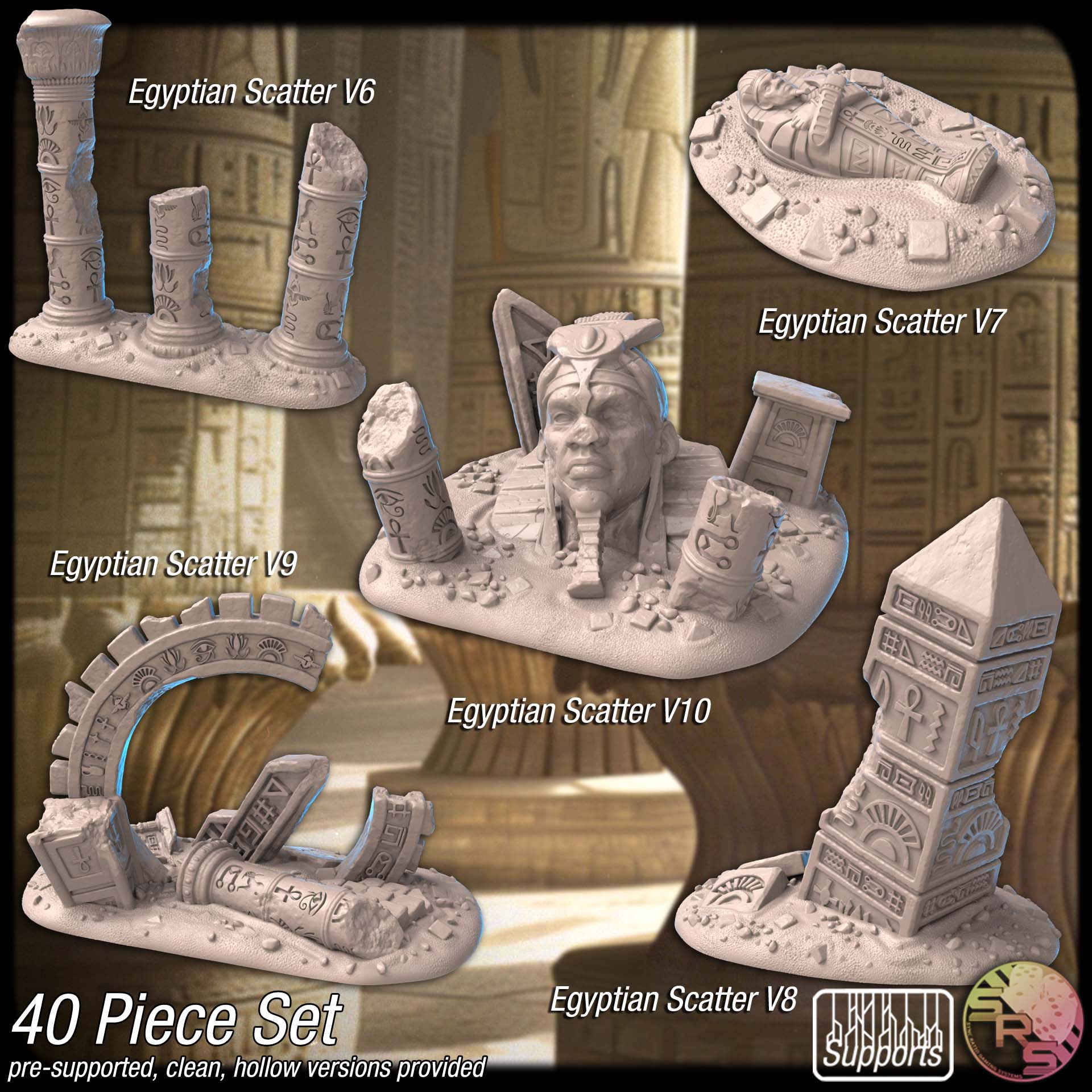 Egyptian Terrain Set – Resin 3D Printed Scenery for Tabletop Gaming & Dioramas