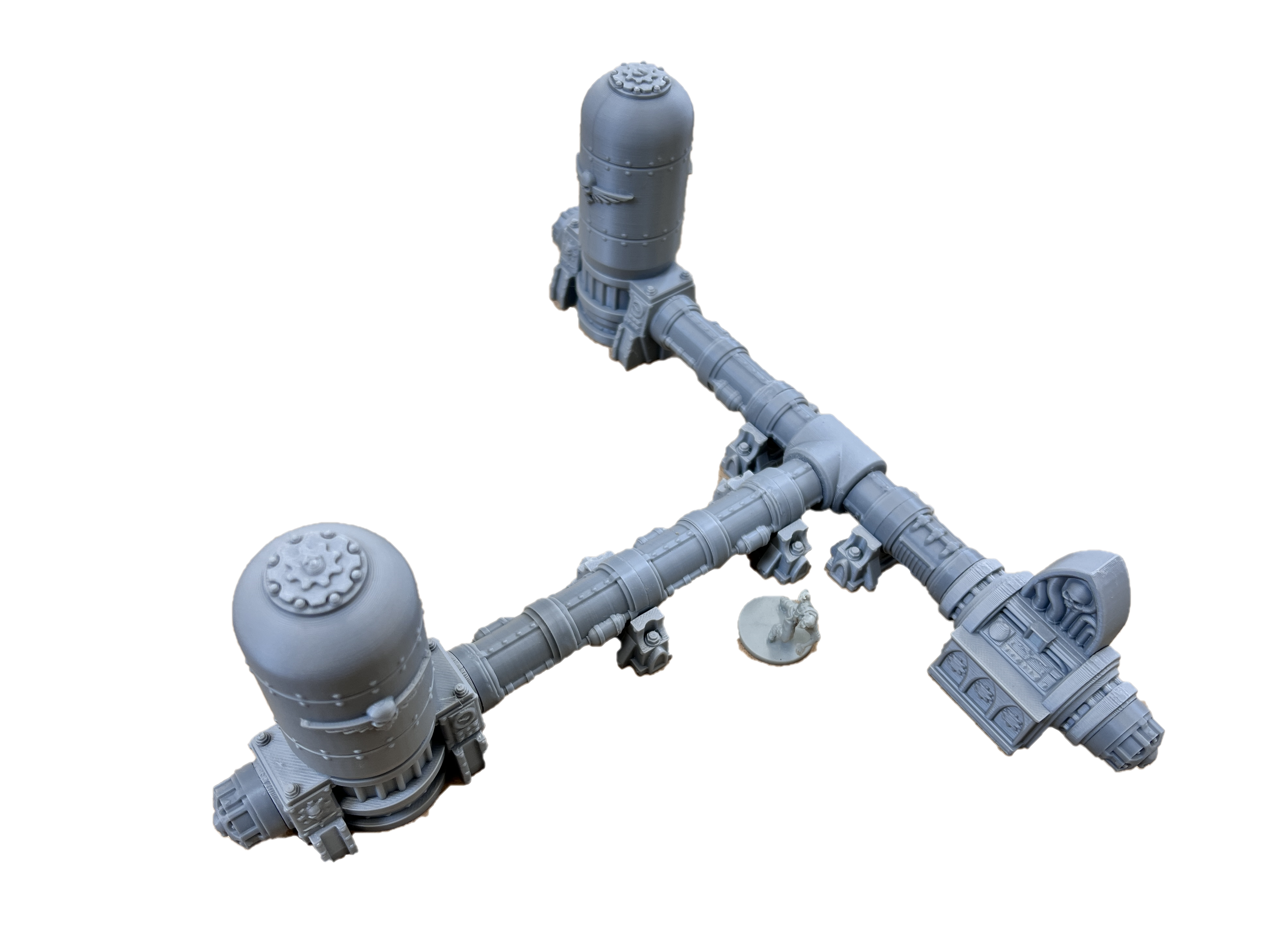 Fuel Station Terrain Set – Open-Lock Industrial Pipeline Kit with Bonus Scatter | 28–32mm Grimdark Wargaming Scenery