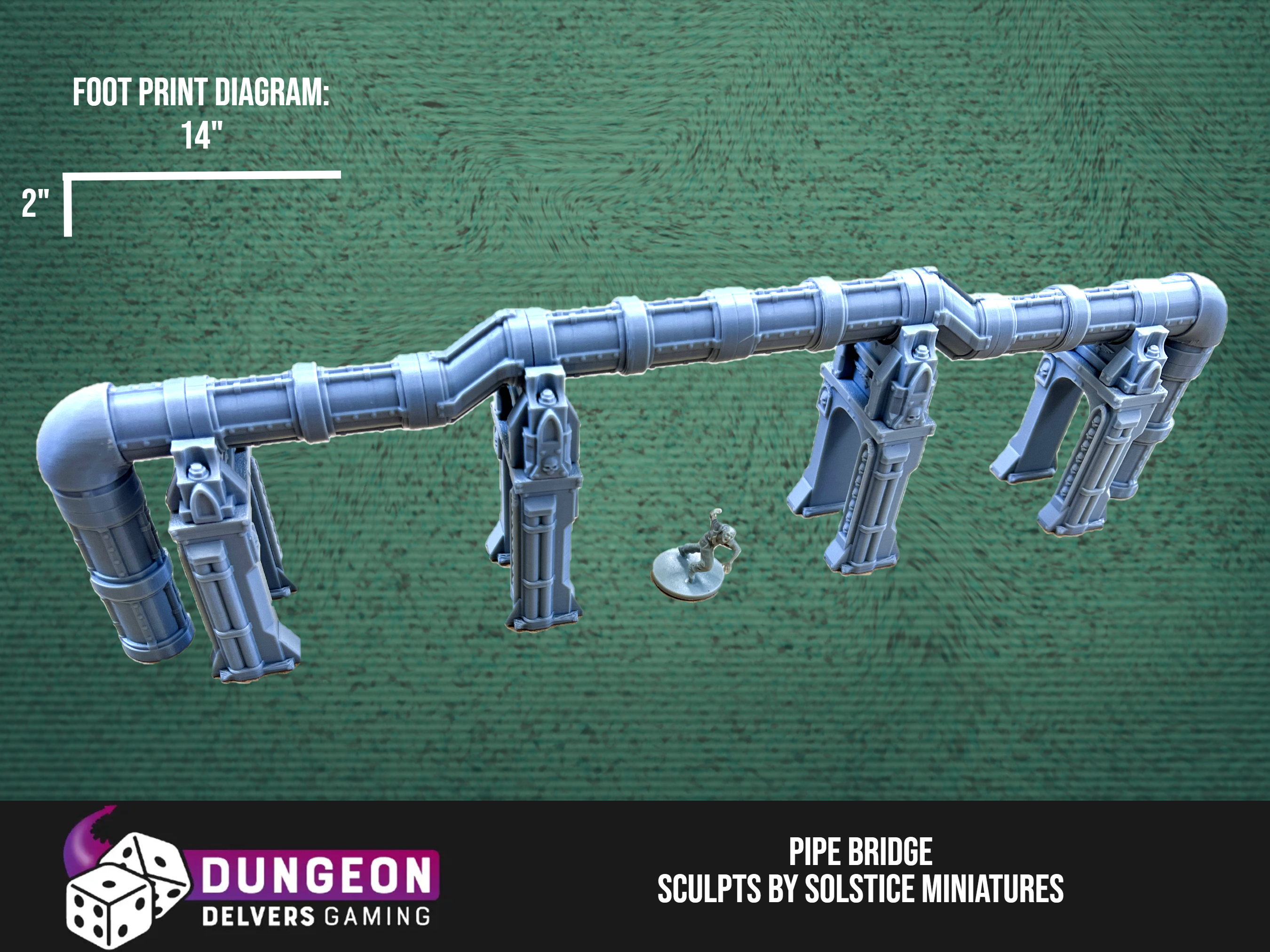 Pipe Bridge – Modular Industrial Terrain for Grimdark Sci-Fi Wargames | 3D Printed Open-Lock Scenery