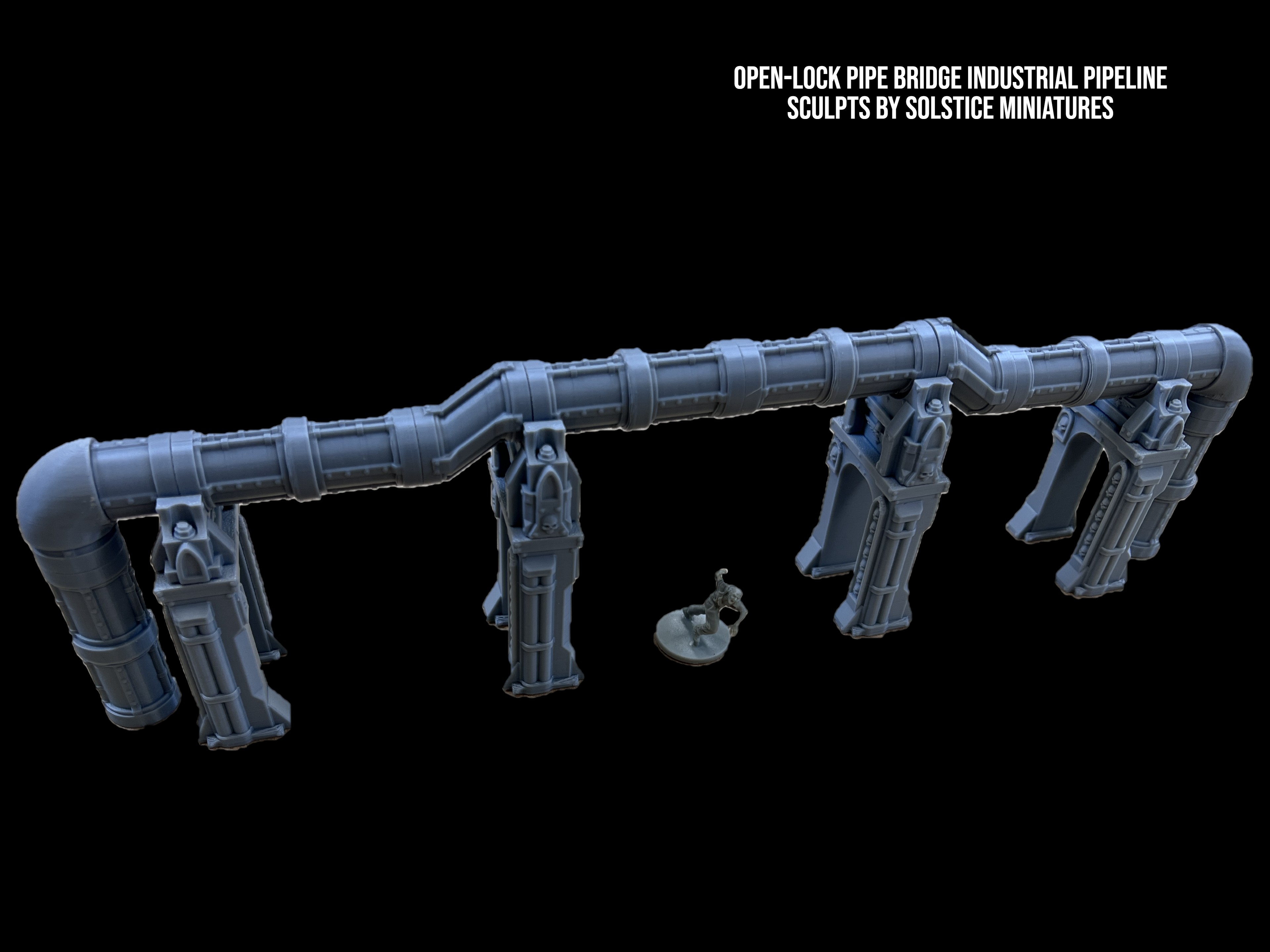 Pipe Bridge – Modular Industrial Terrain for Grimdark Sci-Fi Wargames | 3D Printed Open-Lock Scenery