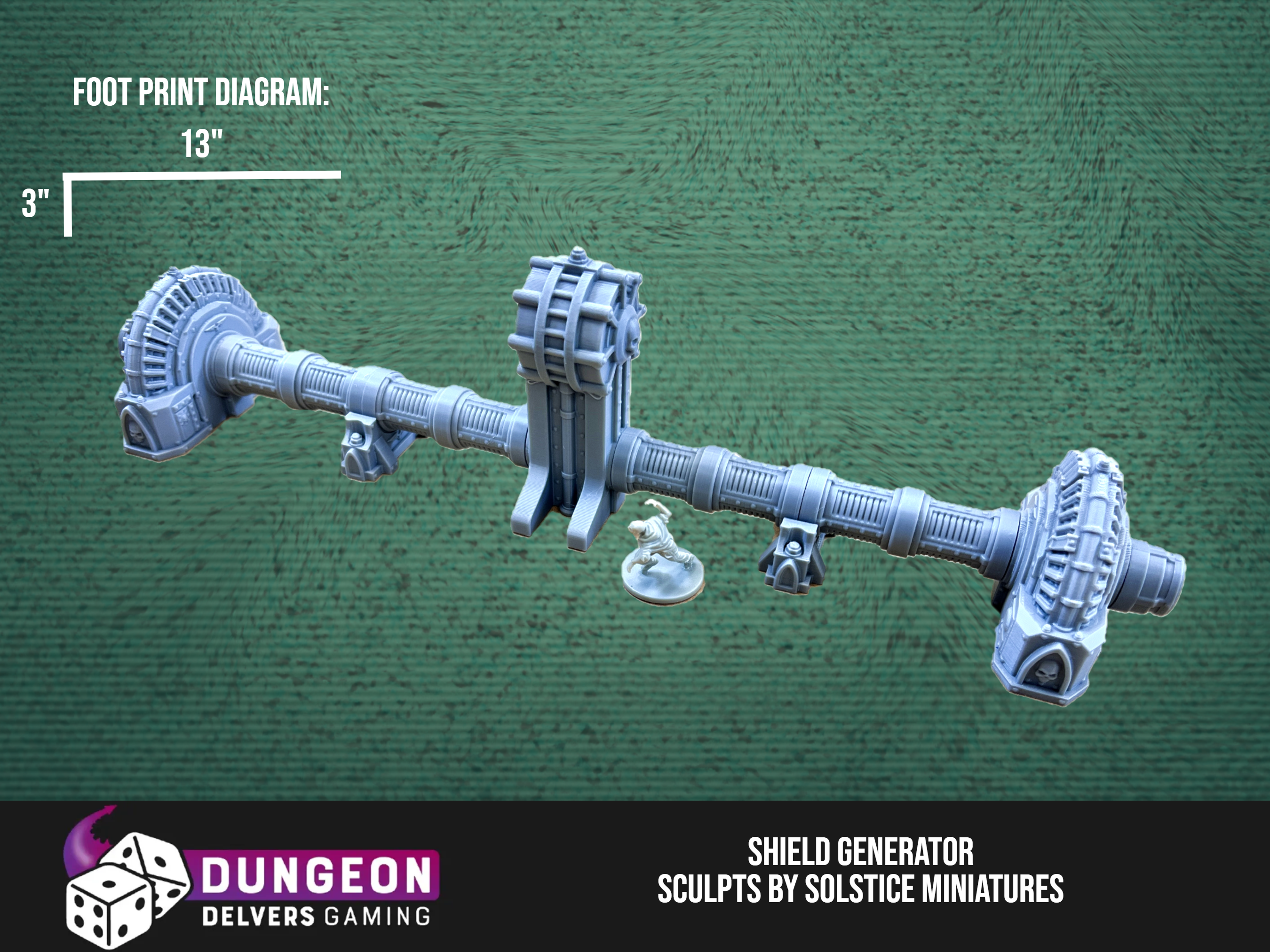 Shield Generator Pipeline Set – Grimdark Sci-Fi Terrain for 28–32mm Wargaming | 3D Printed Modular Scenery