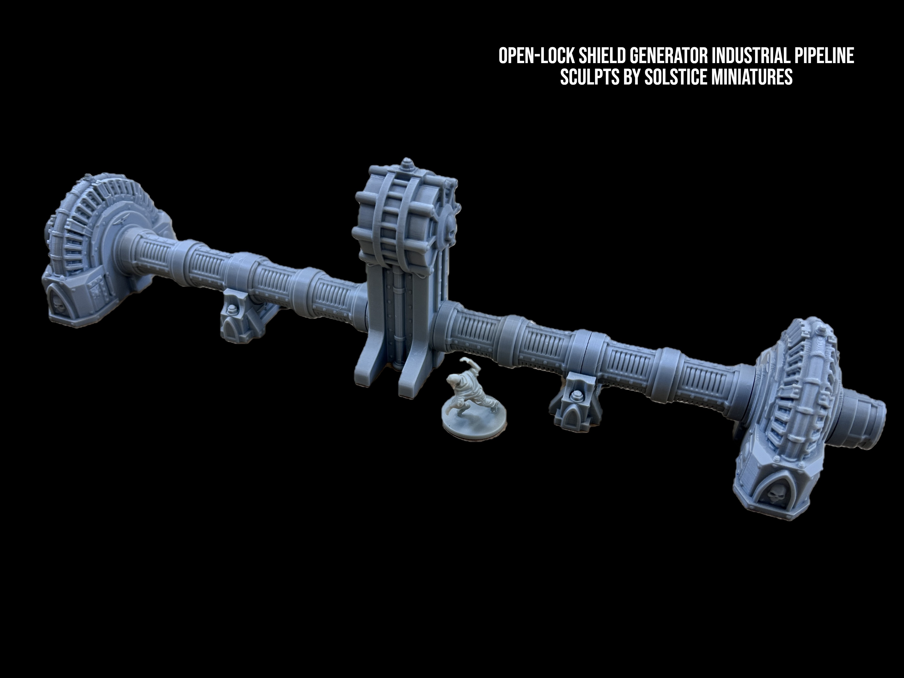 Shield Generator Pipeline Set – Grimdark Sci-Fi Terrain for 28–32mm Wargaming | 3D Printed Modular Scenery