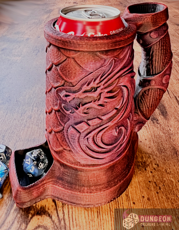 Dragon Dice Tower Can Cosy – Fantasy Mug Dice Roller for Tabletop Gaming & LARP Gift