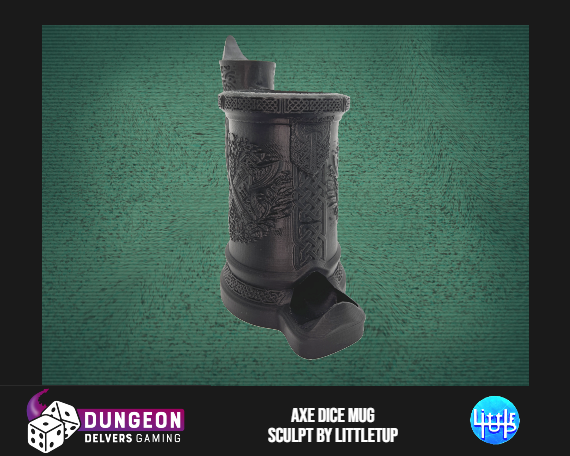 Axe Handle Dice Tower Can Cosy – Fantasy Mug Dice Roller for Dwarven RPG & Tabletop Gaming