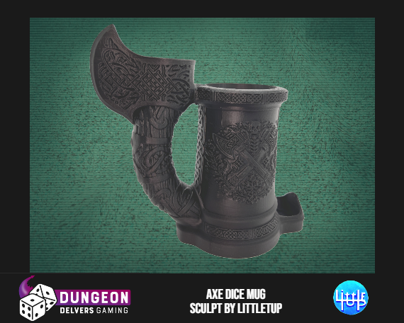Axe Handle Dice Tower Can Cosy – Fantasy Mug Dice Roller for Dwarven RPG & Tabletop Gaming