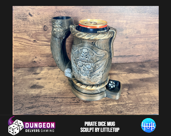 Pirate Dice Tower Can Cosy – Skull Mug Dice Roller for RPG & Tabletop Gaming