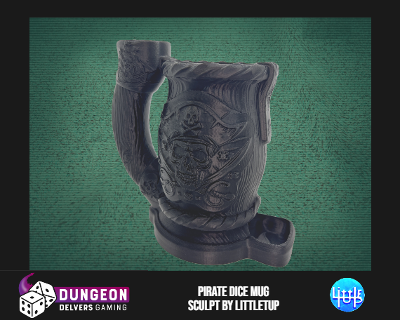 Pirate Dice Tower Can Cosy – Skull Mug Dice Roller for RPG & Tabletop Gaming