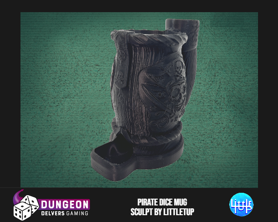 Pirate Dice Tower Can Cosy – Skull Mug Dice Roller for RPG & Tabletop Gaming