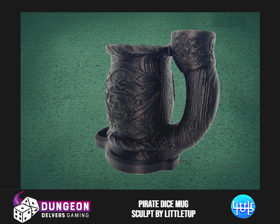 Pirate Dice Tower Can Cosy – Skull Mug Dice Roller for RPG & Tabletop Gaming