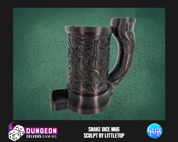 Snake Dice Tower Can Cosy – Serpent Mug Dice Roller for Fantasy RPG & Tabletop Gaming