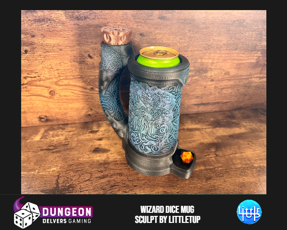 Wizard Dice Tower Can Cosy – Arcane Spellcaster Mug Dice Roller for Fantasy RPG & Tabletop Gaming LARP Gift
