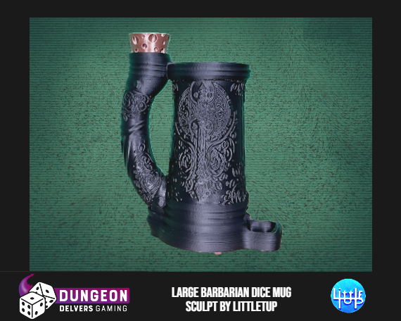 Barbarian Dice Tower Can Cosy – Tribal Fantasy Mug Dice Roller for RPG & Tabletop Gaming