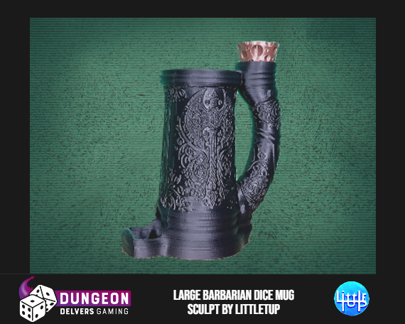 Barbarian Dice Tower Can Cosy – Tribal Fantasy Mug Dice Roller for RPG & Tabletop Gaming