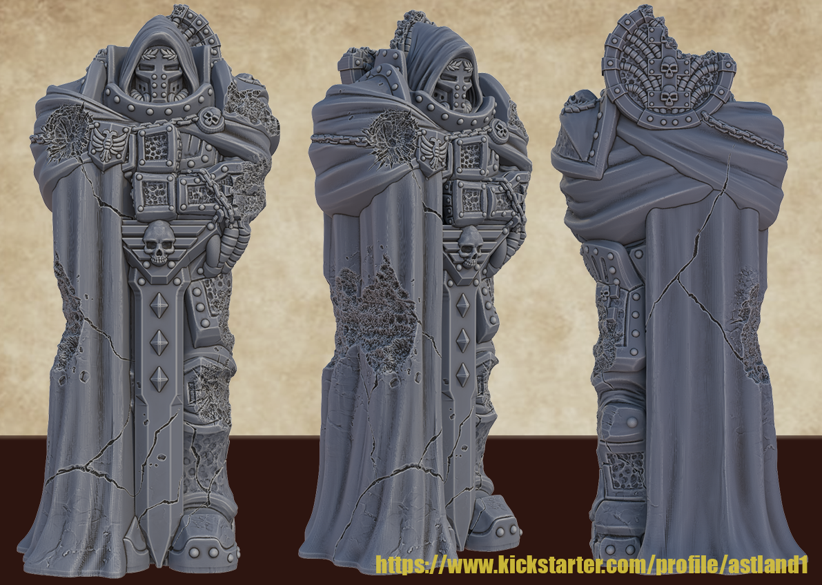 Damaged Grimdark Sci-Fi Statues – Corrupted Resin Terrain for Tabletop Wargaming & Dioramas