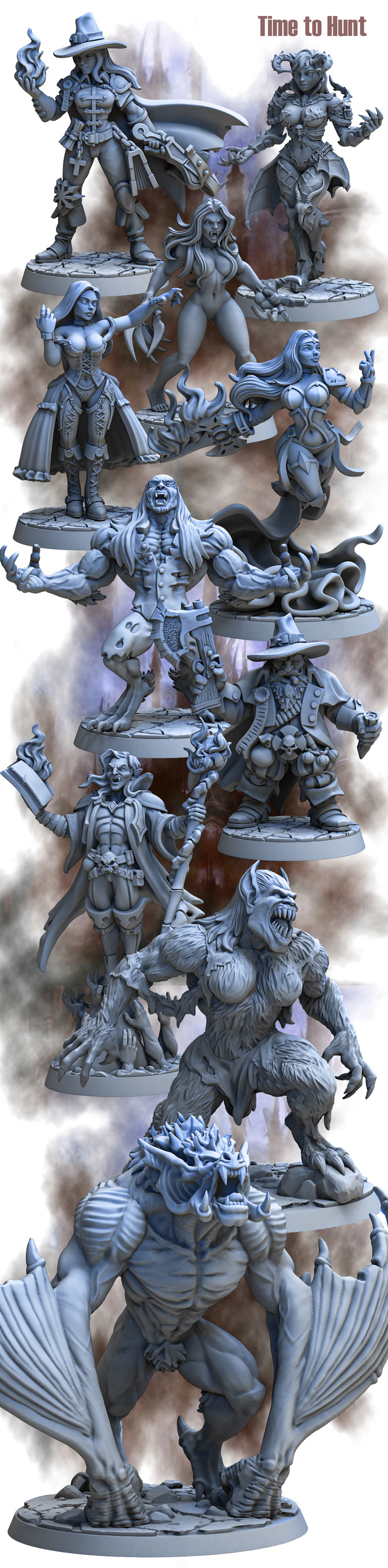 Time to Hunt – Gothic Horror Fantasy Miniatures Set | Resin 3D Printed 28–32mm Scale Models