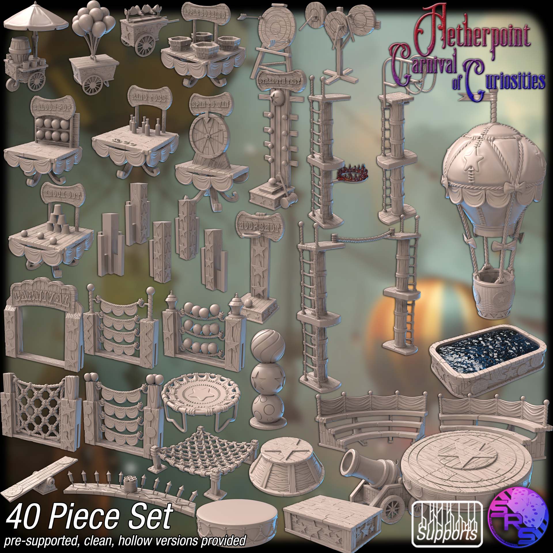 Aetherpoint Carnival Terrain Set – Resin 3D Printed Scenery for Tabletop Gaming & Dioramas