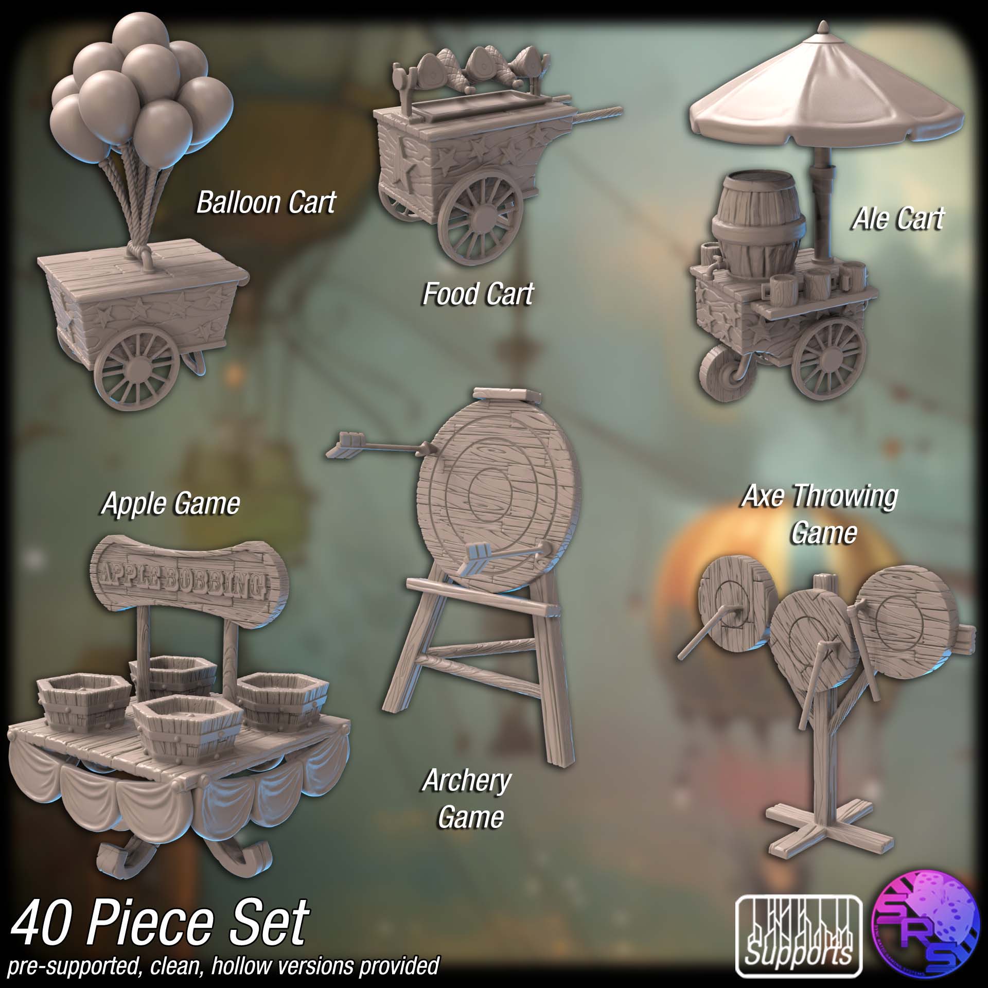 Aetherpoint Carnival Terrain Set – Resin 3D Printed Scenery for Tabletop Gaming & Dioramas