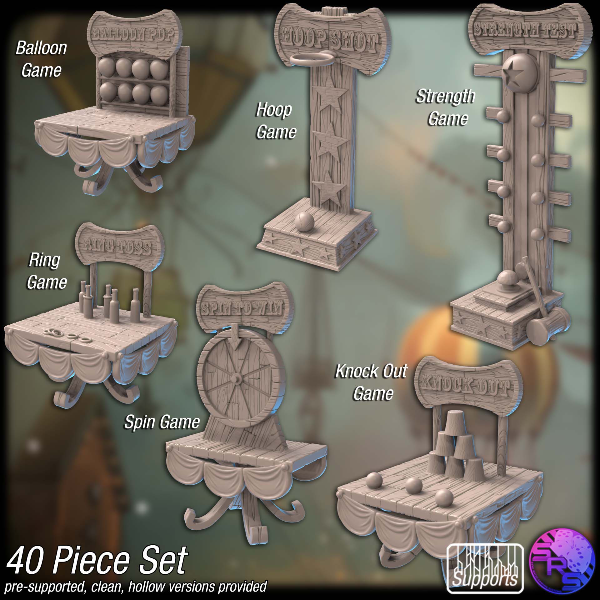 Aetherpoint Carnival Terrain Set – Resin 3D Printed Scenery for Tabletop Gaming & Dioramas