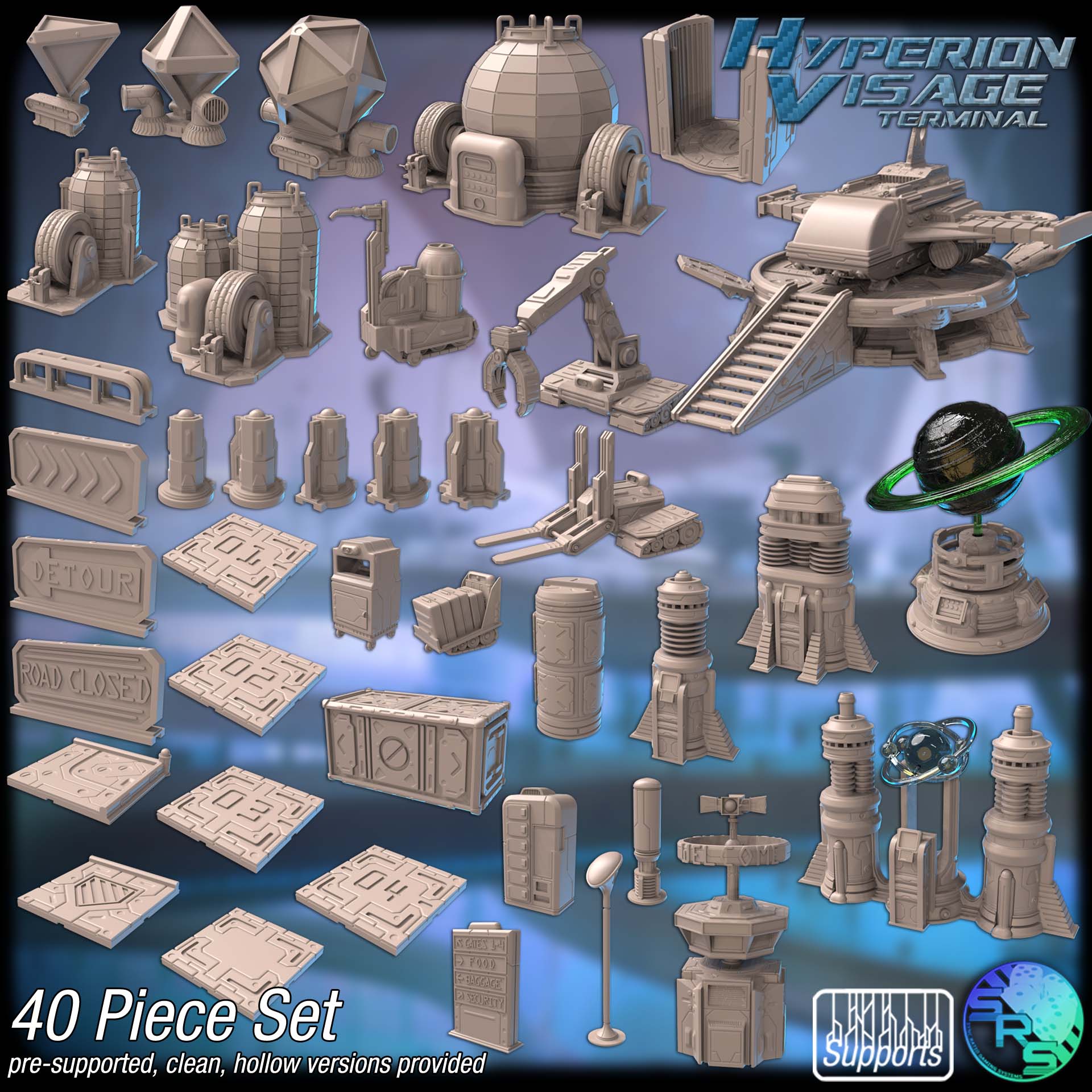 Hyperion Visage Terminal Terrain Set – Resin 3D Printed Sci-Fi Scenery for Tabletop Gaming & Dioramas Spaceport