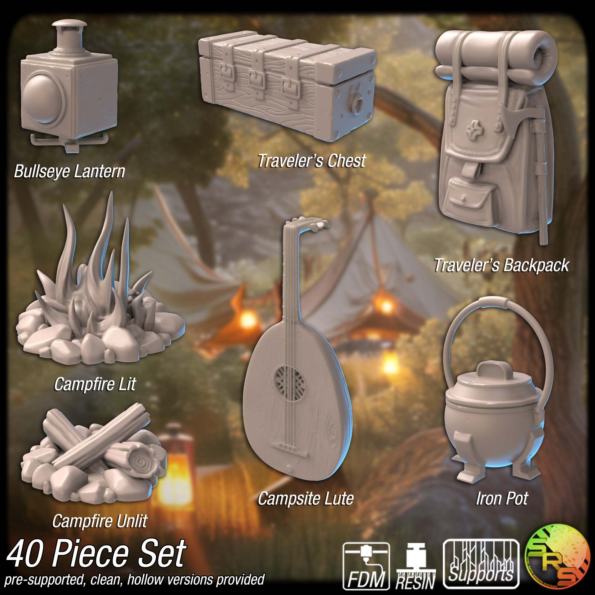 Traveller’s Respite Terrain Set – Resin & PLA 3D Printed Campsite Scenery for Tabletop Gaming & Dioramas