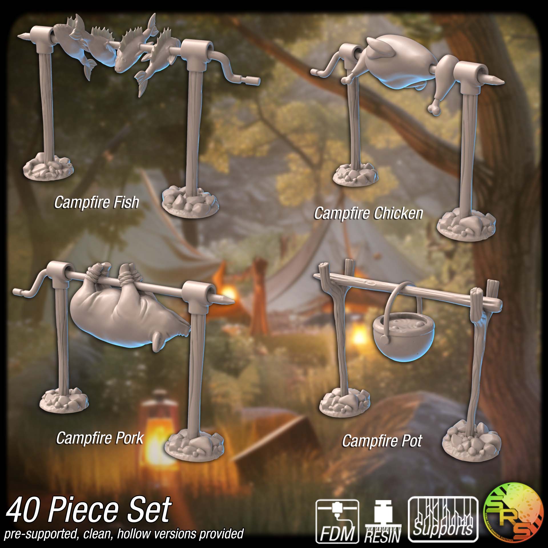 Traveller’s Respite Terrain Set – Resin & PLA 3D Printed Campsite Scenery for Tabletop Gaming & Dioramas