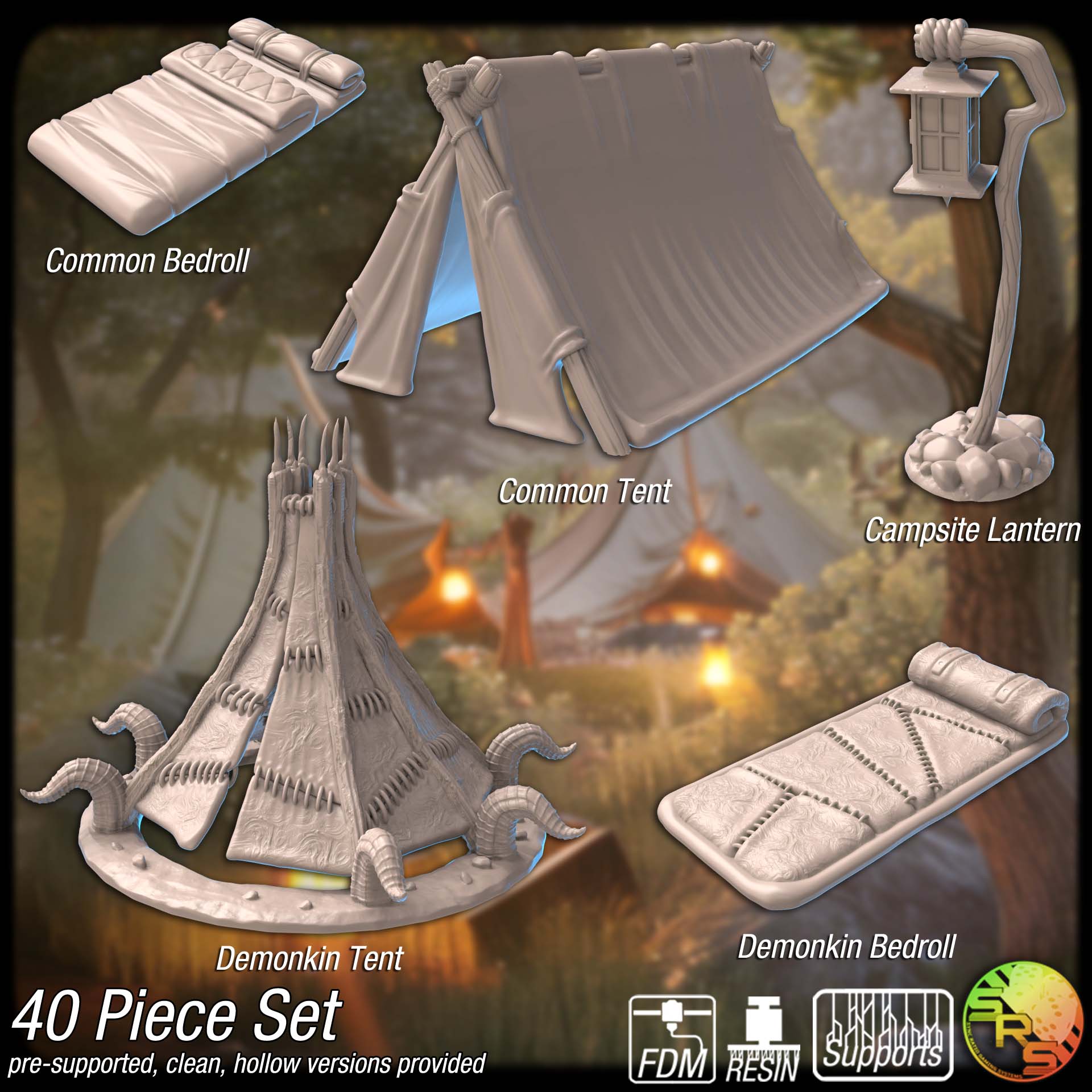 Traveller’s Respite Terrain Set – Resin & PLA 3D Printed Campsite Scenery for Tabletop Gaming & Dioramas