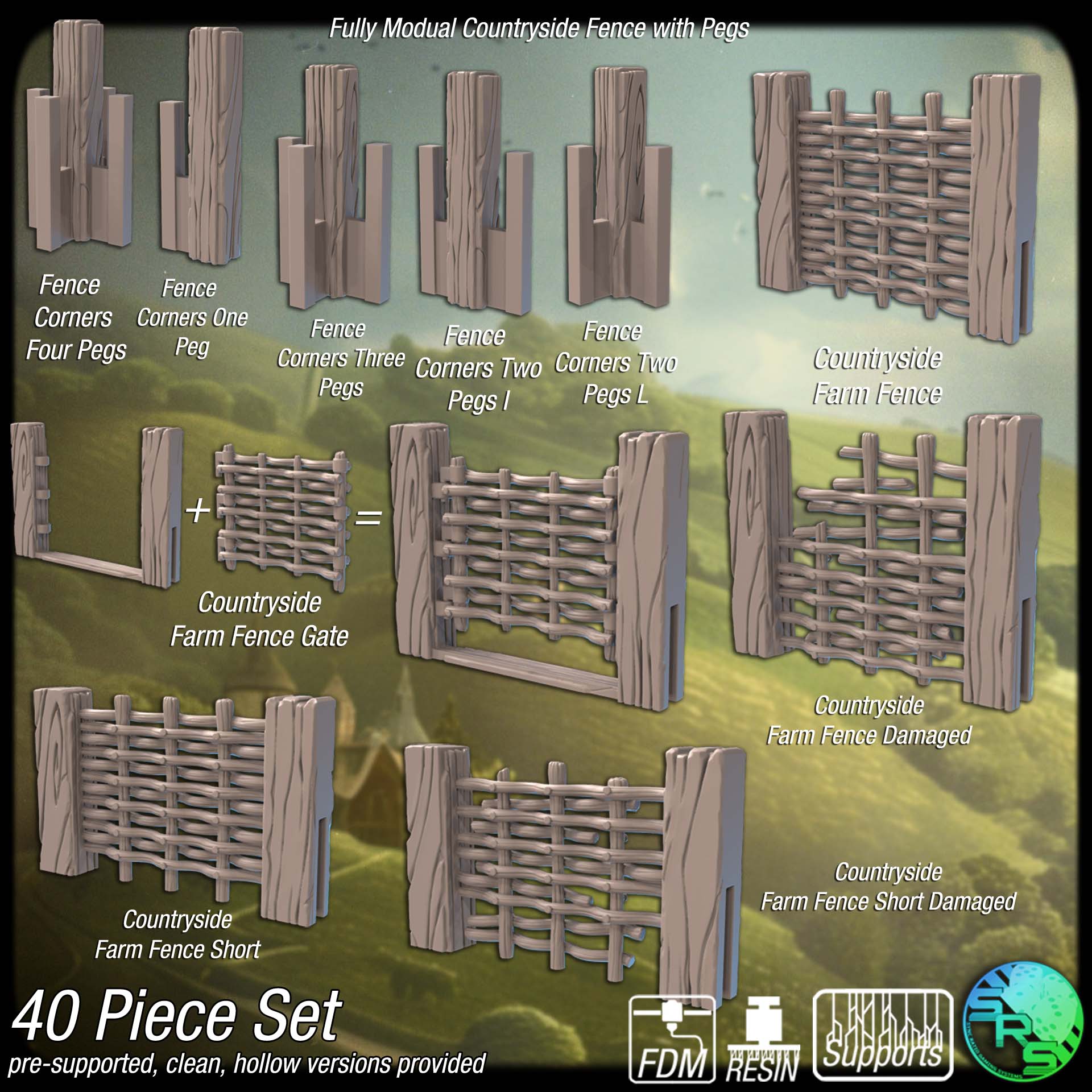 Rolling Hills of Vanderlyn Terrain Set – Resin & PLA 3D Printed Countryside Scenery for Tabletop Gaming & Dioramas