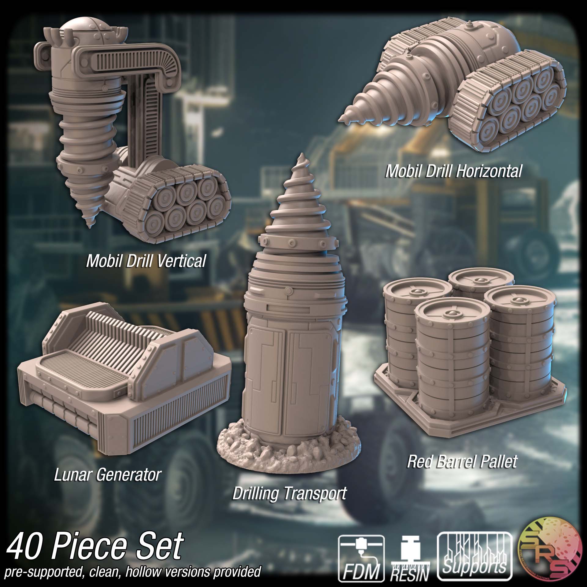 Cyranus B-17 Excavation Zone Terrain Set – Resin 3D Printed Sci-Fi Drill Site Scenery for Tabletop Gaming & Dioramas